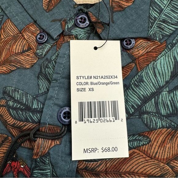 Nifty Genius Men's Casual Button Up Shirt XS Extra Small Teal Blue Green Orange - Picture 3 of 13